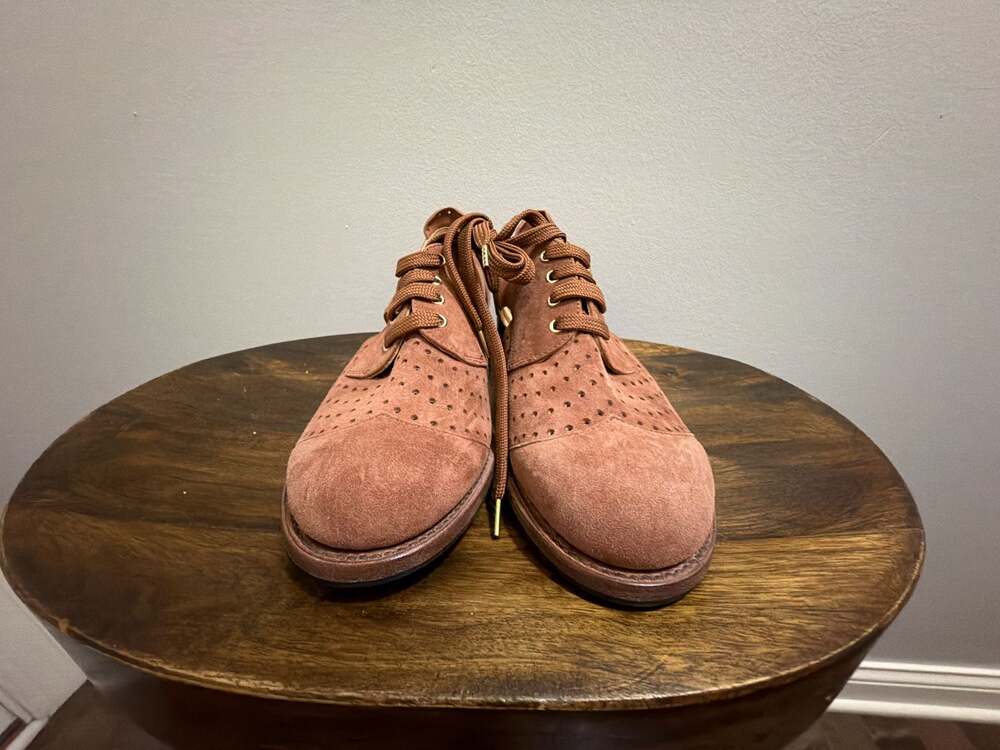The Office of Angela‎ Scott Suede Cutout Oxford Shoes Size 39 B4